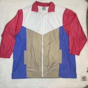 Vintage Koret Color Block Windbreaker Jacket: Size 1X
